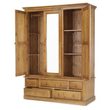 Maple 3 Door 5 Drawer Mirrored Triple Wardrobe