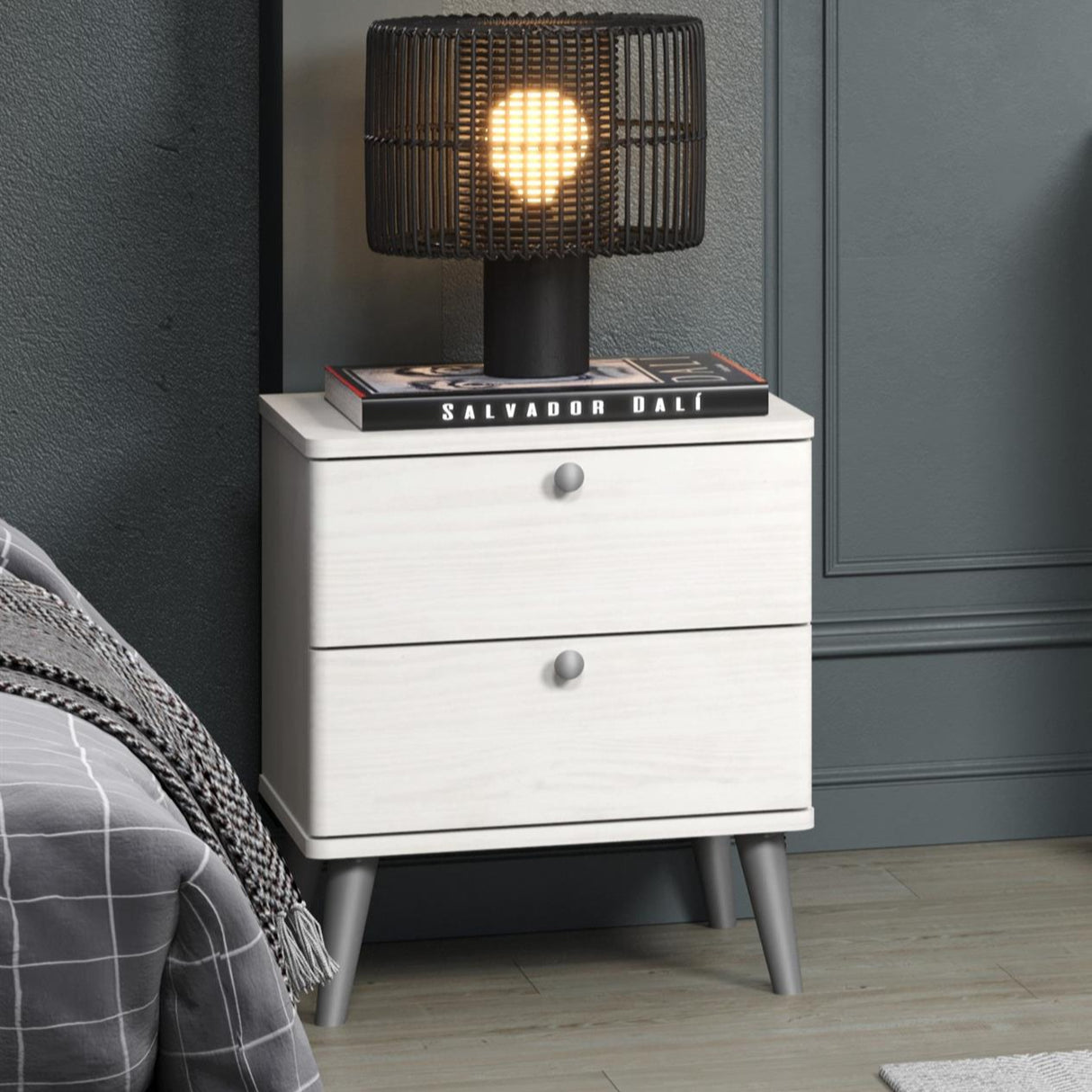 Augusta Curved 2 Drawer Bedside Table
