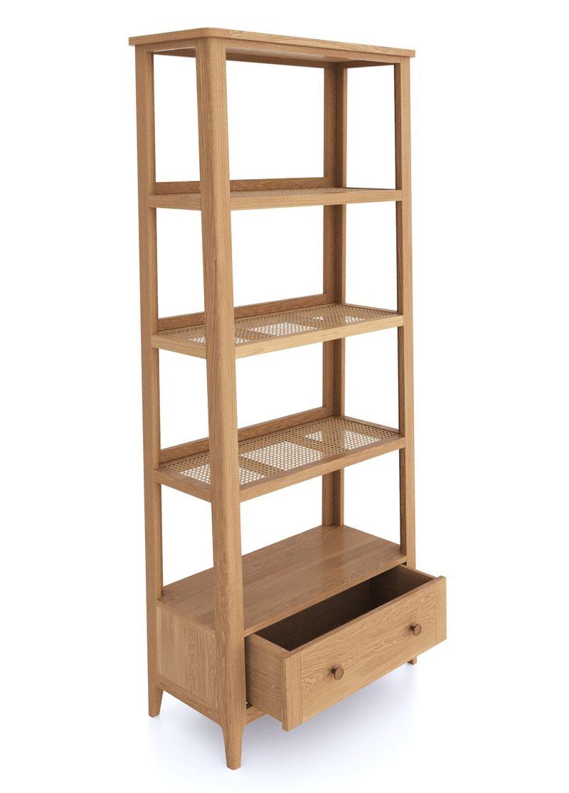 Cypress 1 Drawer Rattan Ladder Book Shelf