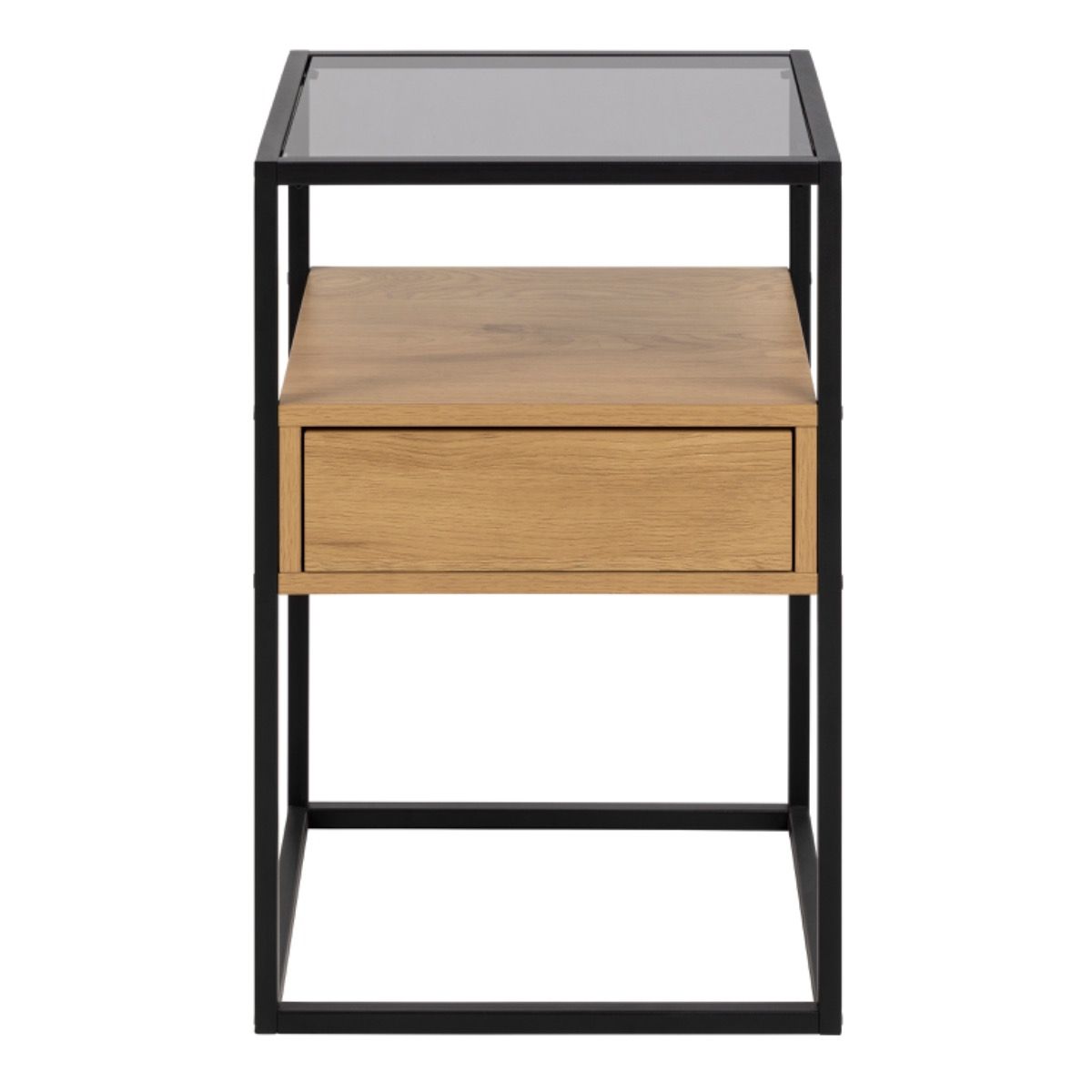 Randolf Bedside Table with Smoked Glass