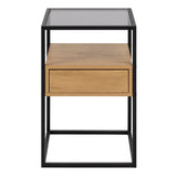 Randolf Bedside Table with Smoked Glass