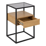 Randolf Bedside Table with Smoked Glass