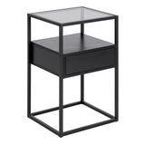 Randolf Bedside Table with Smoked Glass