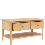 Saxon 2 Drawer Coffee Table with Open Shelf