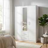 Dakota 3 Door 2 Drawer Mirrored Triple Wardrobe