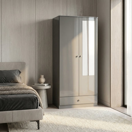 Denver 2 Door 1 Drawer Mirrored Wardrobe