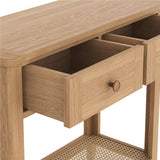 Cypress 2 Drawer Rattan Console Table with Open Shelf