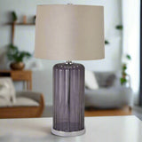 Alberta Metallic Glass Lamp with Velvet Shade