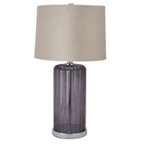 Alberta Metallic Glass Lamp with Velvet Shade