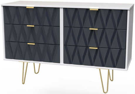 Diamond 6 Drawer Midi Chest with Gold Hairpin Legs
