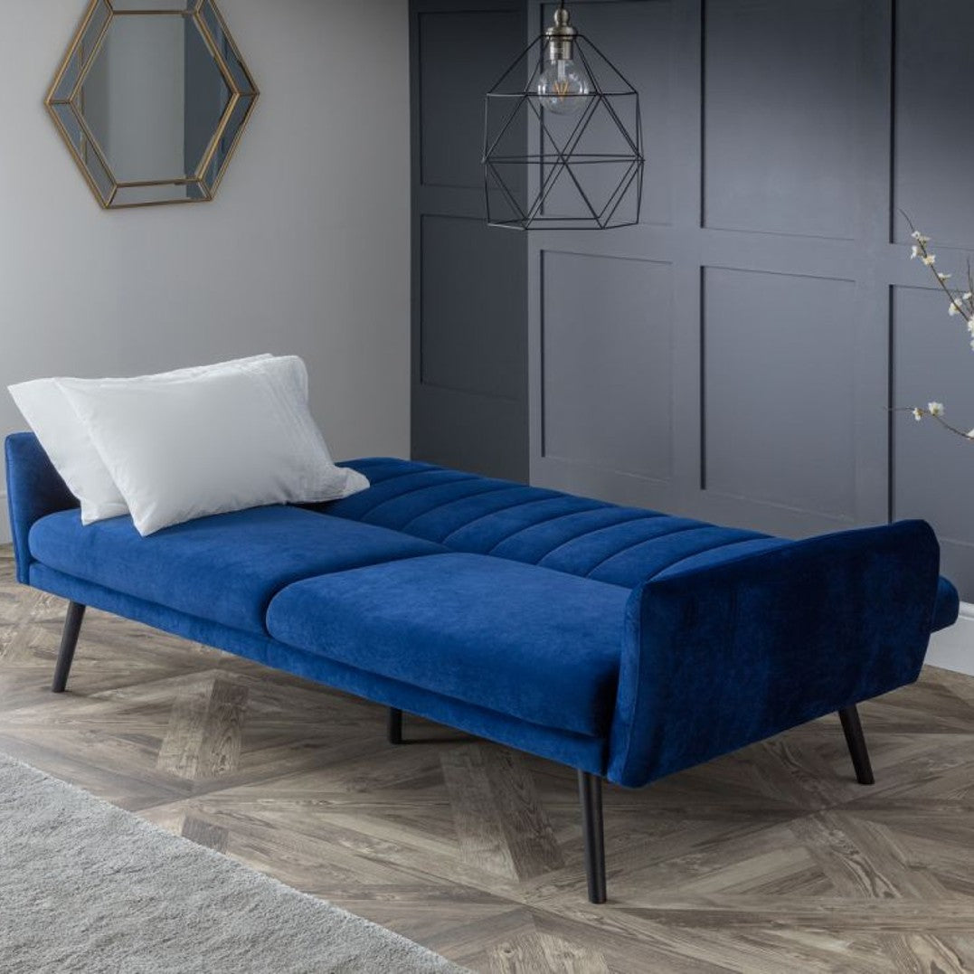 Afina Blue Velvet Sofa Bed