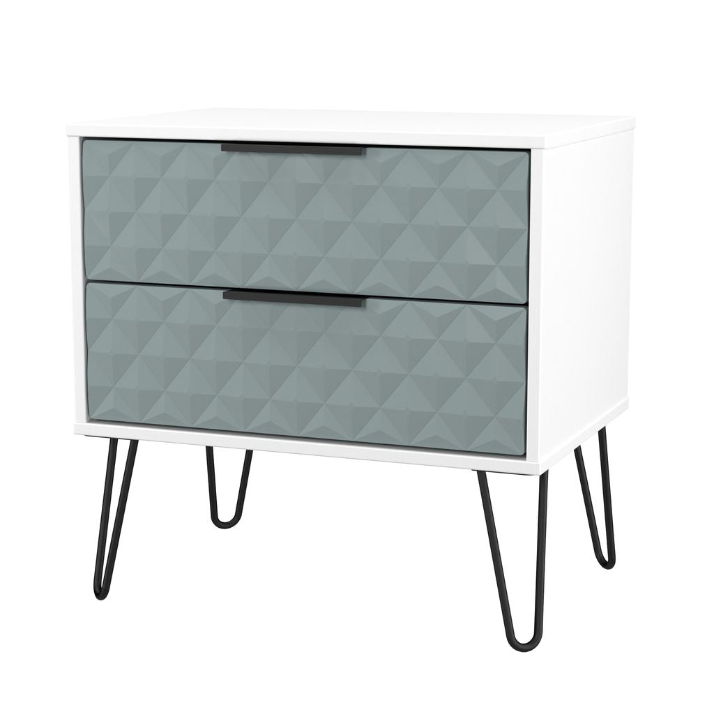 Harlequin 2 Drawer Midi Chest with Black Hairpin Legs