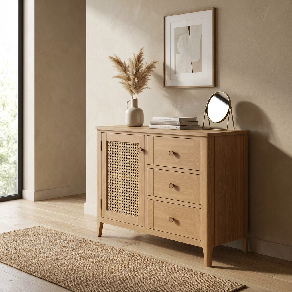 Cypress 1 Door 3 Drawer Rattan Sideboard