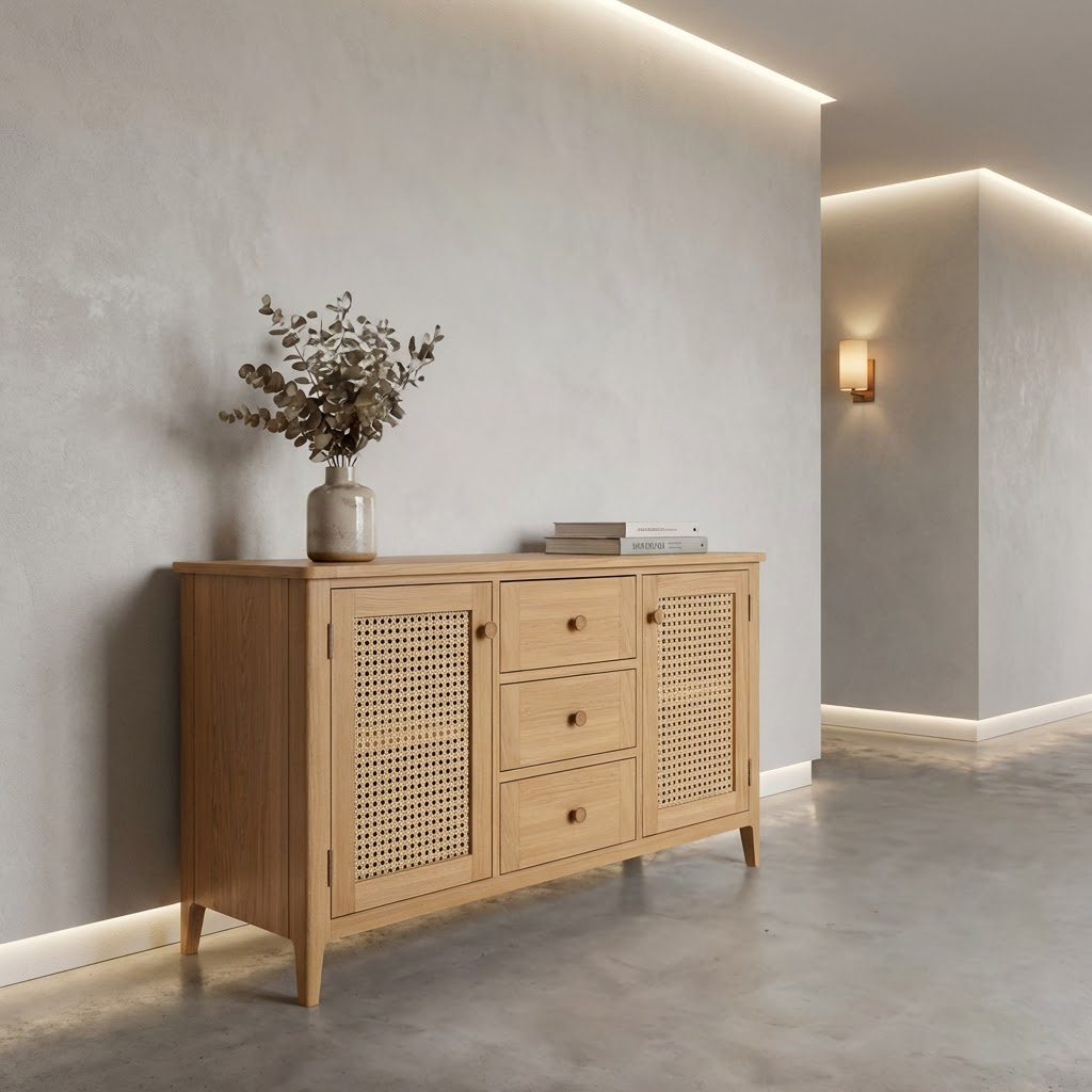 Cypress 2 Door 3 Drawer Large Rattan Sideboard