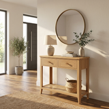 Cypress 2 Drawer Rattan Console Table with Open Shelf