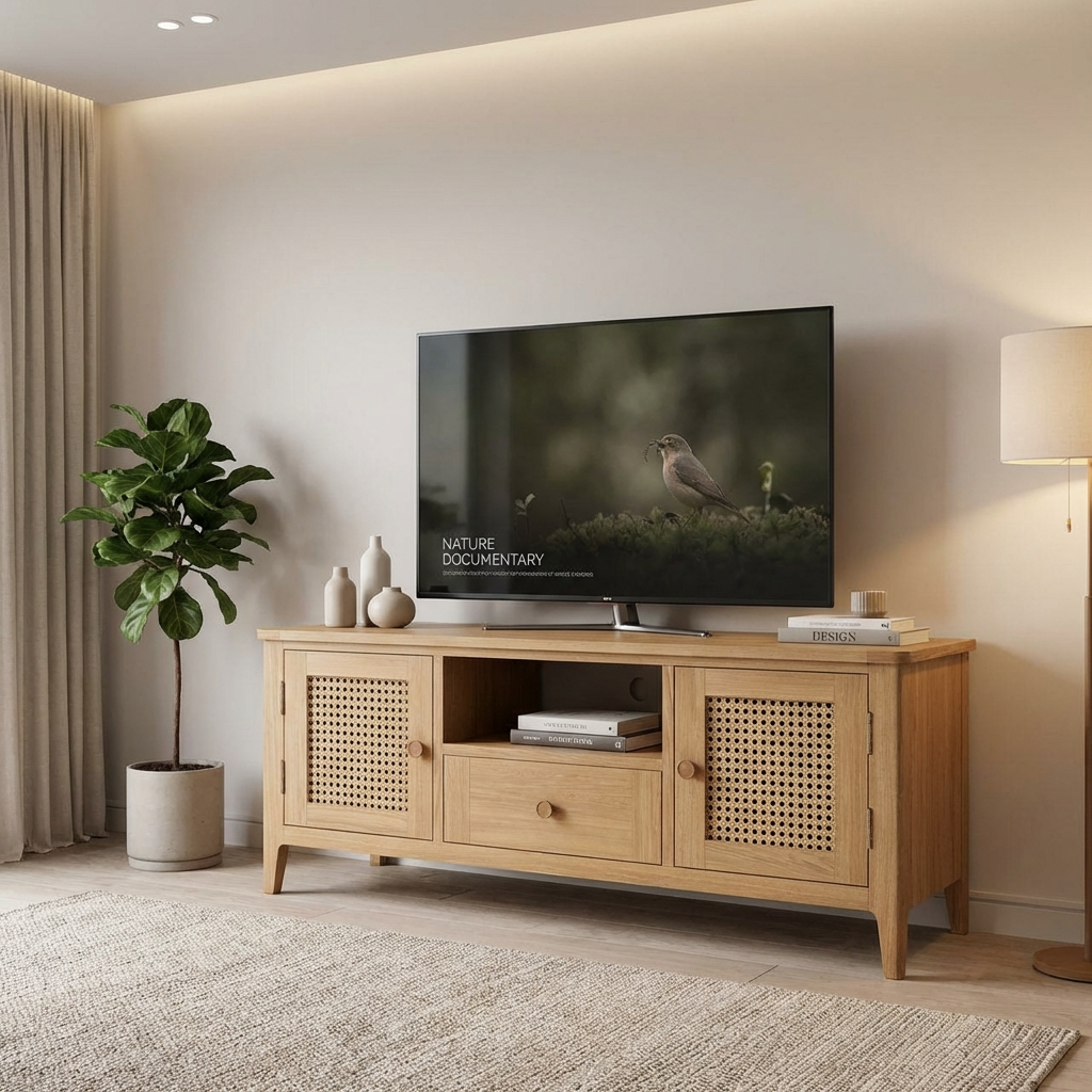 Cypress 2 Door 1 Drawer Wide Rattan TV Unit