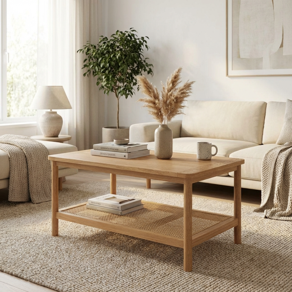 Cypress Open Shelf Rattan Coffee Table