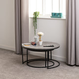 Athens Concrete and Black Round Coffee Table Set