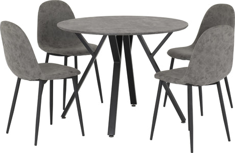 Athens Concrete and Black Round Dining Set