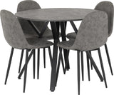 Athens Concrete and Black Round Dining Set