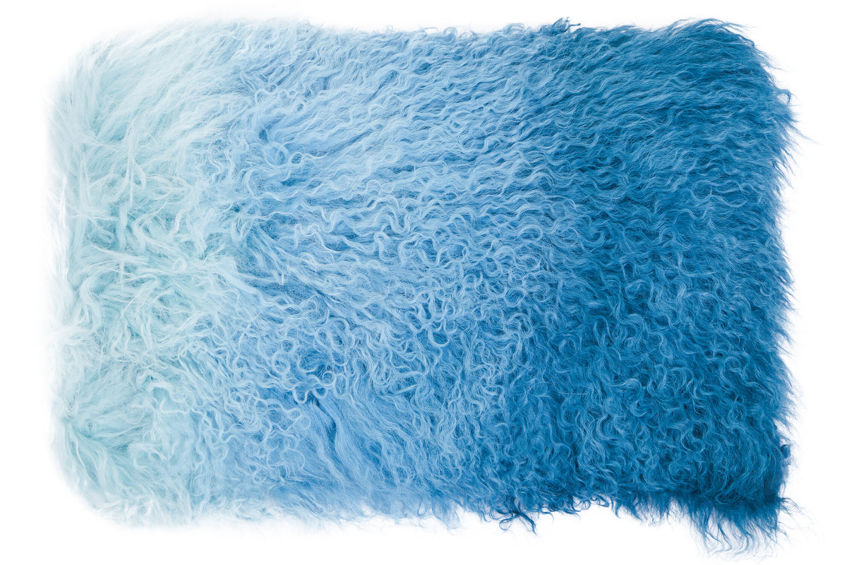 Aurevon Real Mongolian Fur Ombre Rectangular Cushion