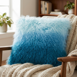 Aurevon Renley Real Mongolian Fur Ombre Square Cushion