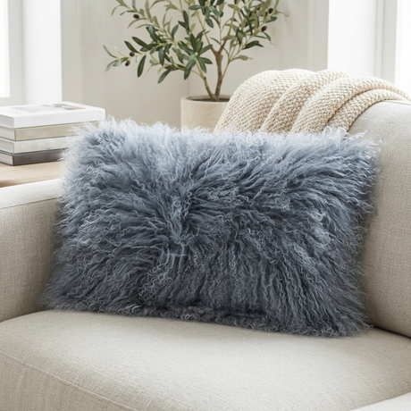 Aurevon Real Mongolian Fur Rectangular Cushion