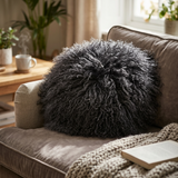 Aurevon Renley Real Mongolian Fur Round Cushion