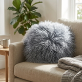 Aurevon Renley Real Mongolian Fur Round Cushion
