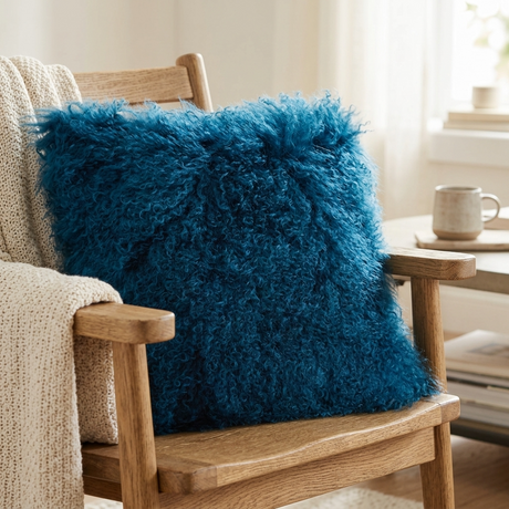 Aurevon Real Mongolian Fur Square Cushion