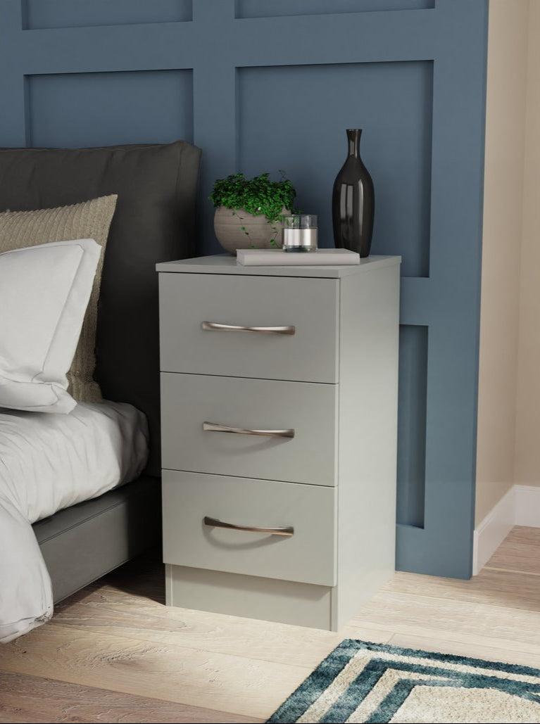 Avon 3 Drawer Bedside Table