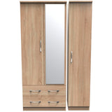 Avon Mirrored 2 Drawer 3 Door Triple Wardrobe