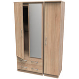 Avon Mirrored 2 Drawer 3 Door Triple Wardrobe