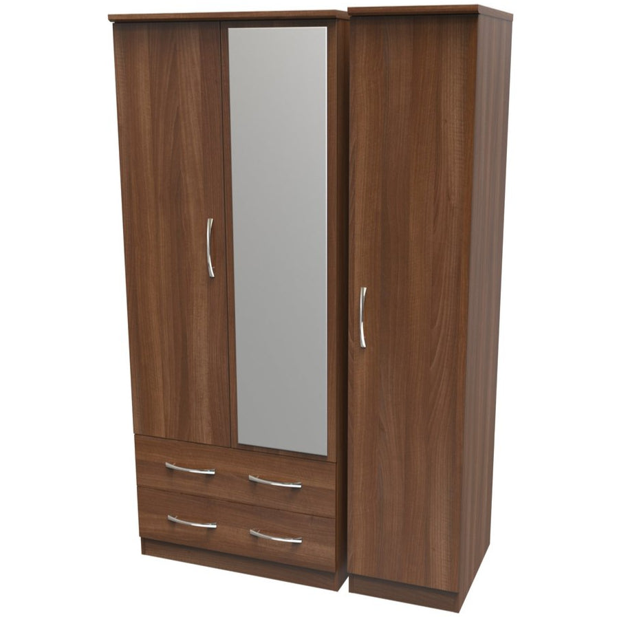 Avon Mirrored 2 Drawer 3 Door Triple Wardrobe