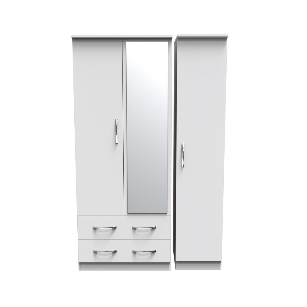 Avon Mirrored 2 Drawer 3 Door Triple Wardrobe