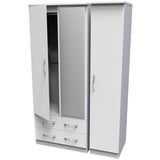 Avon Mirrored 2 Drawer 3 Door Triple Wardrobe