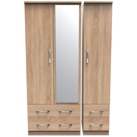 Avon Mirrored 4 Drawer 3 Door Triple Wardrobe