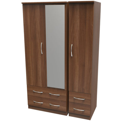 Avon Mirrored 4 Drawer 3 Door Triple Wardrobe