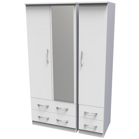 Avon Mirrored 4 Drawer 3 Door Triple Wardrobe