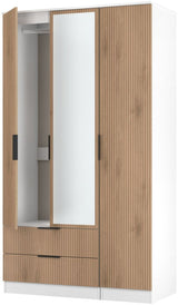 Java Tall Mirrored 2 Drawer 3 Door Triple Wardrobe