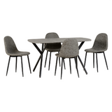 Athens Grey Concrete Effect and Black Dining Table Set with 4 Chairs