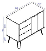 Augusta 1 Door 3 Drawer Sideboard