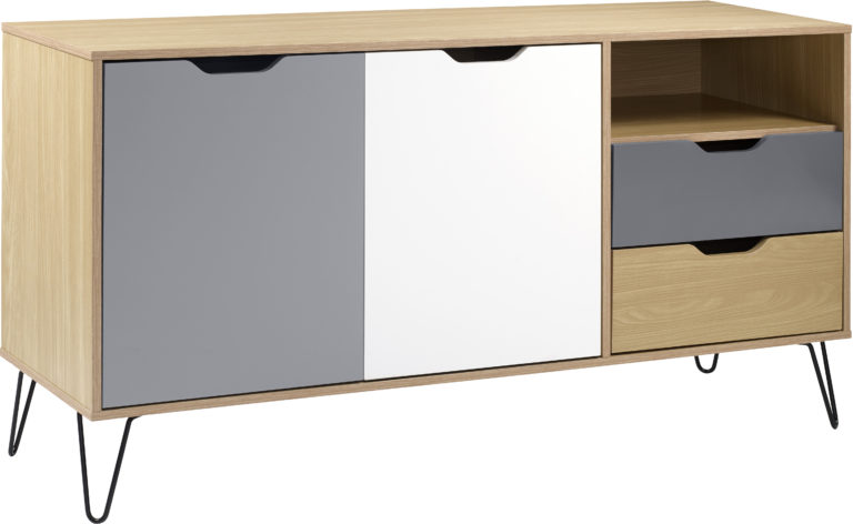 Bergen Scandi 2 Door 2 Drawer Sideboard Grey & White