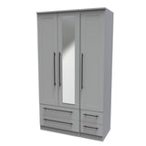 Beverley Dusk Grey 3 Door 4 Drawer Mirrored Wardrobe