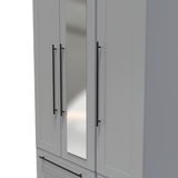 Beverley Dusk Grey 3 Door 4 Drawer Mirrored Wardrobe