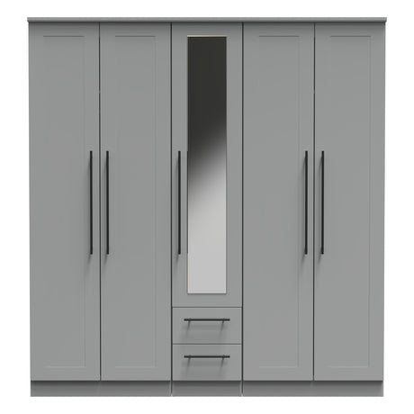 Beverley 5 Door 2 Drawer Mirrored Wardrobe