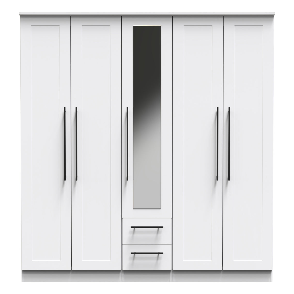 Beverley 5 Door 2 Drawer Mirrored Wardrobe