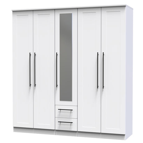 Beverley 5 Door 2 Drawer Mirrored Wardrobe