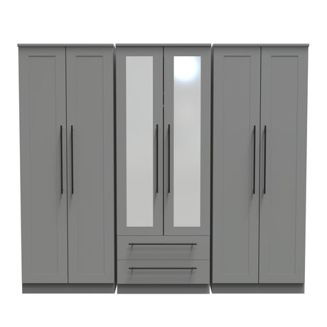 Beverley 6 Door 2 Drawer Mirrored Wardrobe