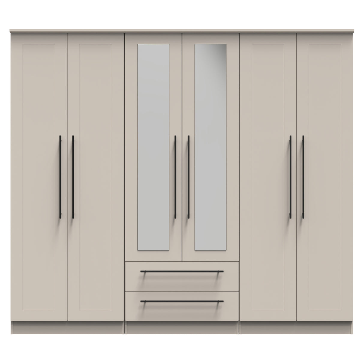 Beverley 6 Door 2 Drawer Mirrored Wardrobe